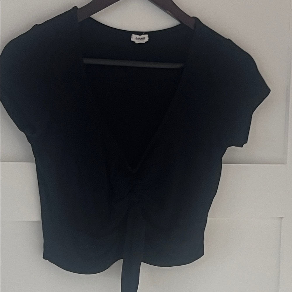 Garage Elegant Black Ruched Crop Top